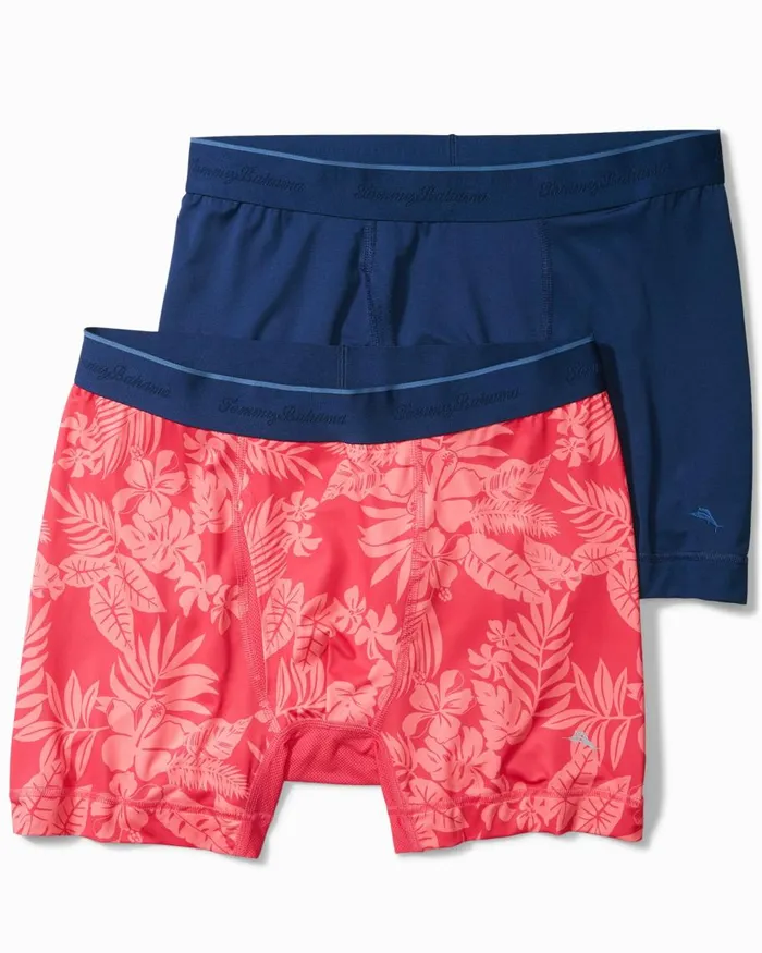 Tommy Bahama Aloha Print Tech Boxer Briefs 8211 2Pack Clarete Men Loungewear and Pajamas