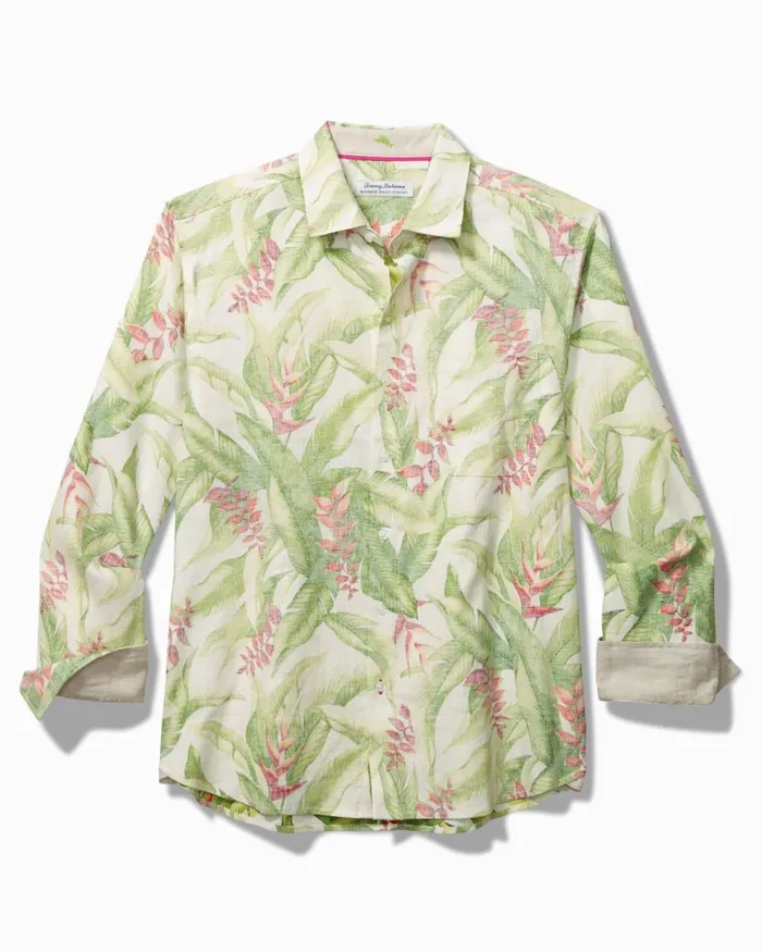 Tommy Bahama Barbados Breeze Calypso Fronds Shirt White Men Shirts