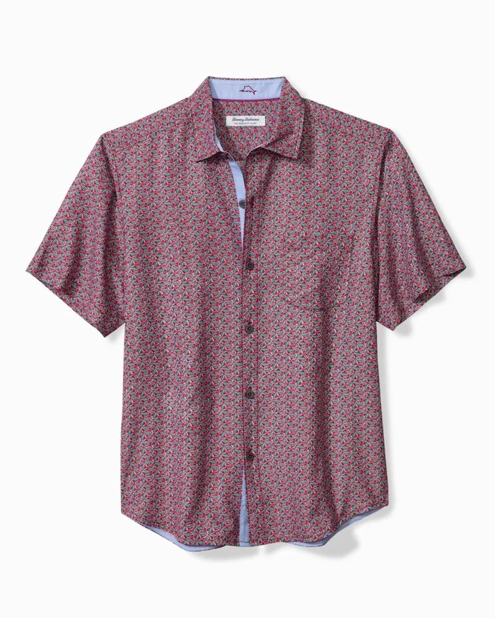Tommy Bahama Coconut Point Beachcomber Geo IslandZone Camp Shirt After Dark Men Shirts