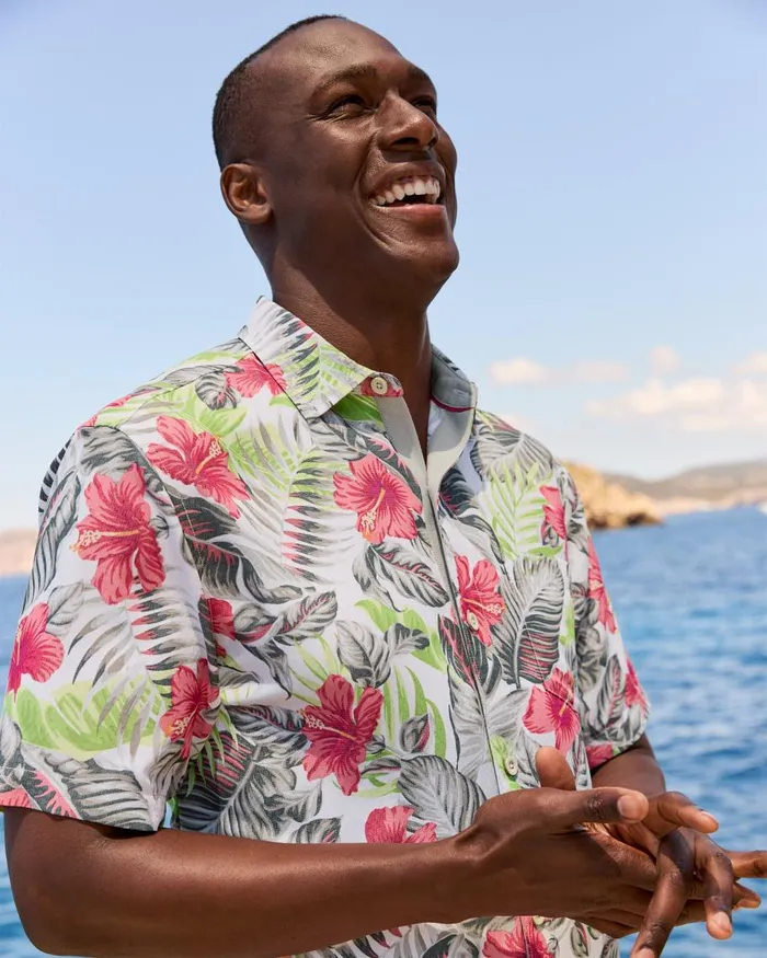 Tommy Bahama Coconut Point Hibiscus Shores IslandZone Camp Shirt Summer Grey Men Shirts Tommy Bahama Coconut Point Hibiscus Shores IslandZone Camp Shirt Summer Grey Men Shirts
