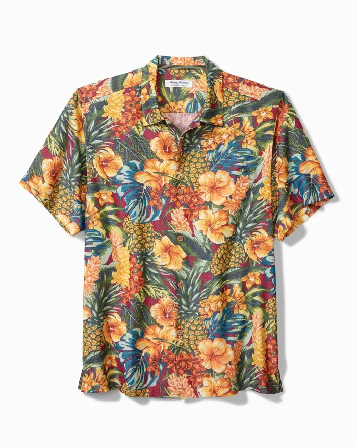 Tommy Bahama Coconut Point Sunset Canopy IslandZone Camp Shirt Dark Sangria Men Shirts