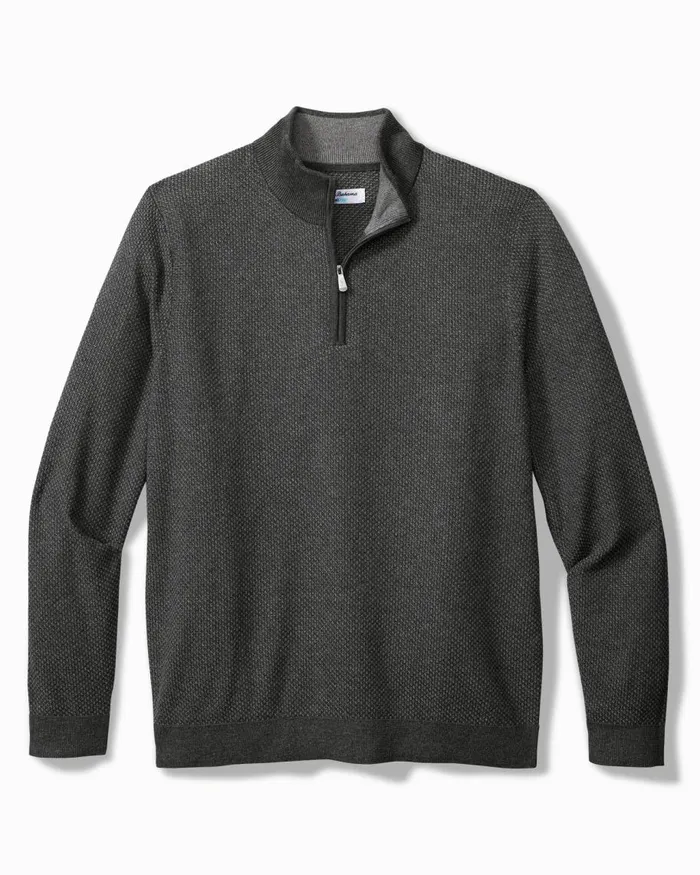 Tommy Bahama Coolside Legend HalfZip IslandZone Sweater Grey Mist Men Sweaters