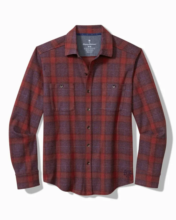 Tommy Bahama Fireside San Miguel Stretch Flannel Shirt Rhododendron Men Shirts