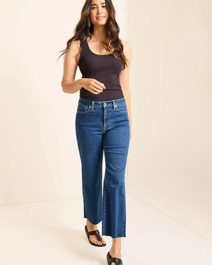 Tommy Bahama HighRise Cropped WideLeg Jeans Sunset Blue Wash Women Jeans