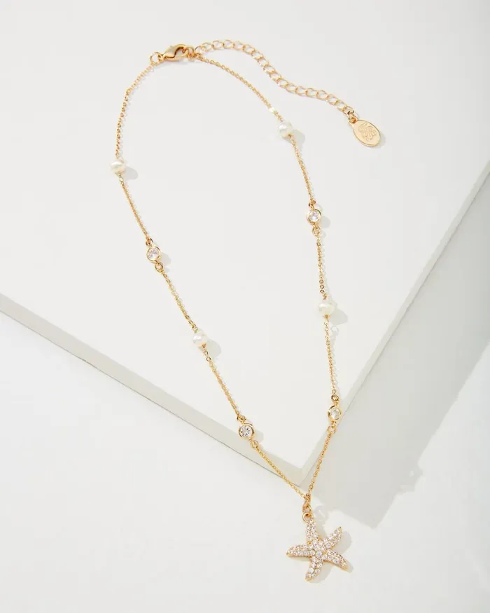 Tommy Bahama Island Essence Gold Starfish Pearl Necklace Gold Women Jewelry