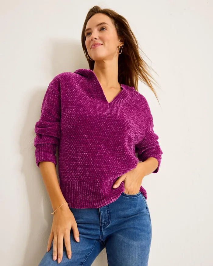 Tommy Bahama Island Luna Chenille Hoodie Island Sunset Women Sweaters