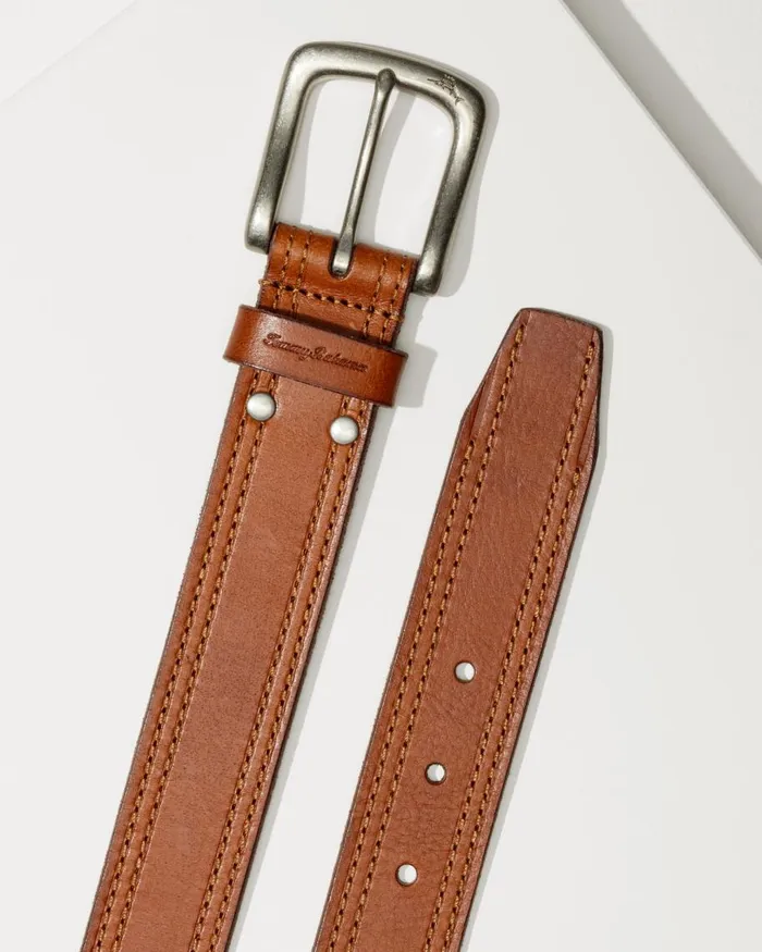 Tommy Bahama Leather TopStitch Belt Tan Men Belts Tommy Bahama Leather TopStitch Belt Tan Men Belts