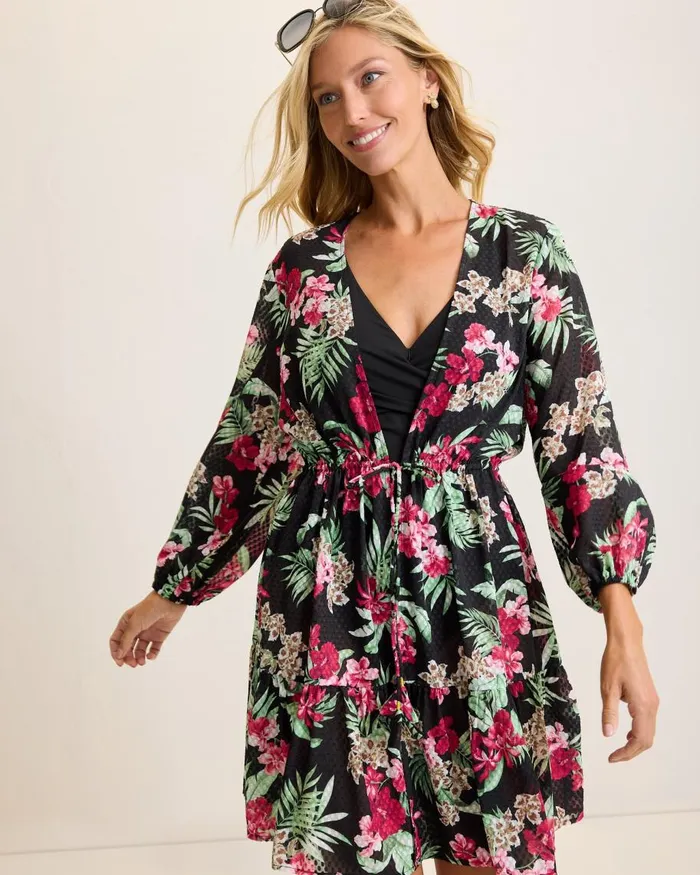 Tommy Bahama Lily Cat Open Front Beach Tunic Black Women Beach Coverups Tommy Bahama Lily Cat Open Front Beach Tunic Black Women Beach Coverups