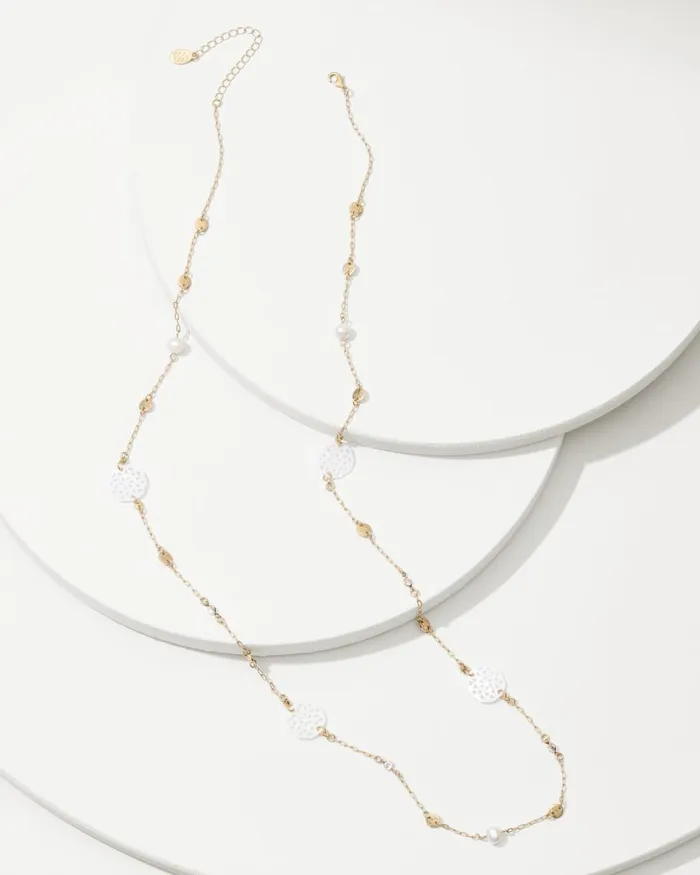 Tommy Bahama Madeira Mother Of Pearl Station Necklace Gold Women Jewelry