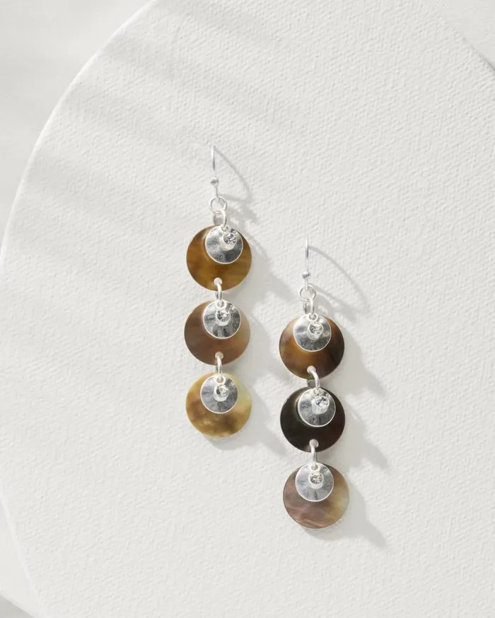Tommy Bahama Marco Island Grey MultiShell Drop Earrings Silver Women Jewelry