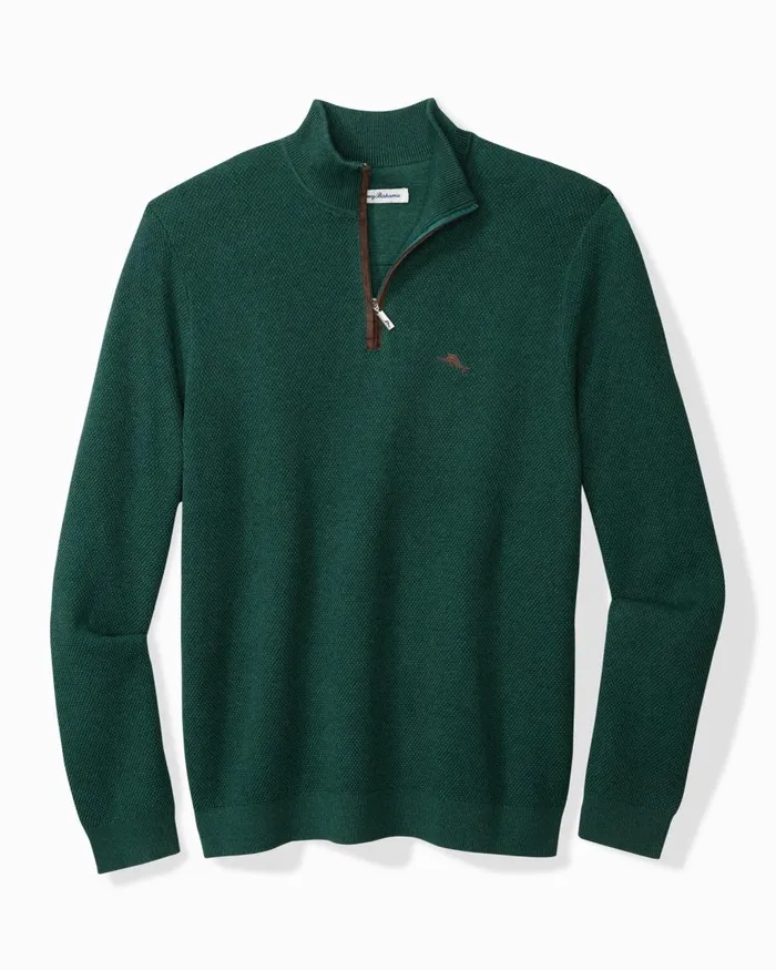 Tommy Bahama Marlin Luxe HalfZip Sweater Seaway Heather Men Sweaters
