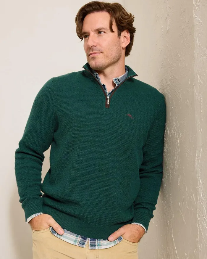 Tommy Bahama Marlin Luxe HalfZip Sweater Seaway Heather Men Sweaters Tommy Bahama Marlin Luxe HalfZip Sweater Seaway Heather Men Sweaters