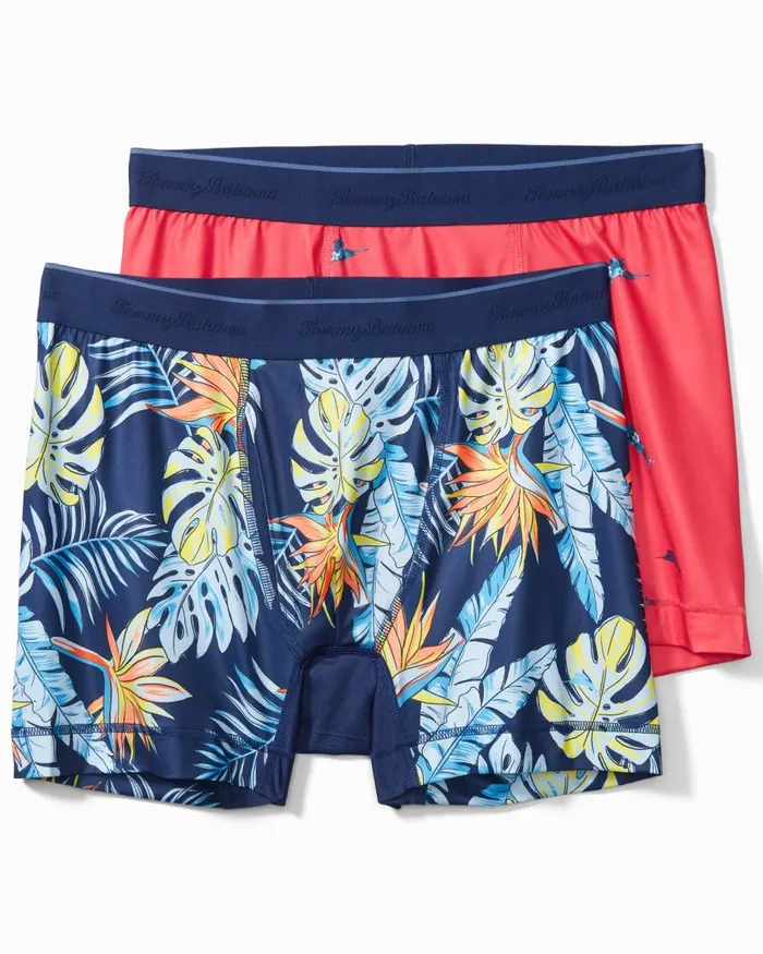 Tommy Bahama Mesh Tech Print Boxer Briefs 2Pack Coral Novelty Men Loungewear and Pajamas