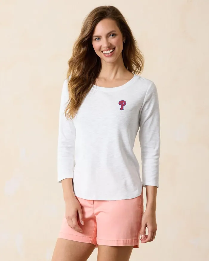 Tommy Bahama MLB Ashby Isles 34Sleeve TShirt Philadelphiaphillies Women Tops and Shirts