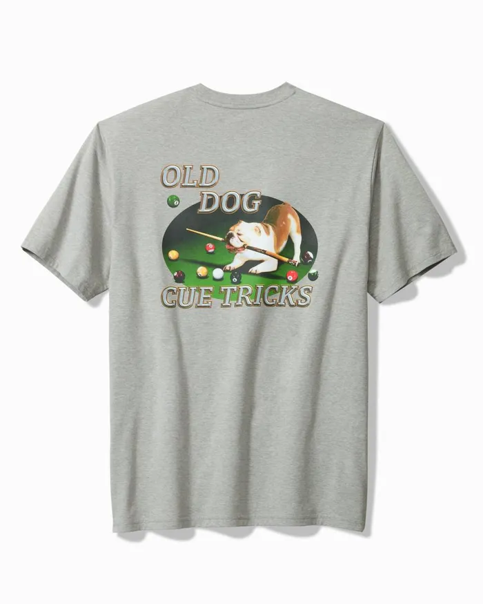 Tommy Bahama Old Dogs Cue Tricks Graphic Pocket TShirt Grey Heather Men Shirts