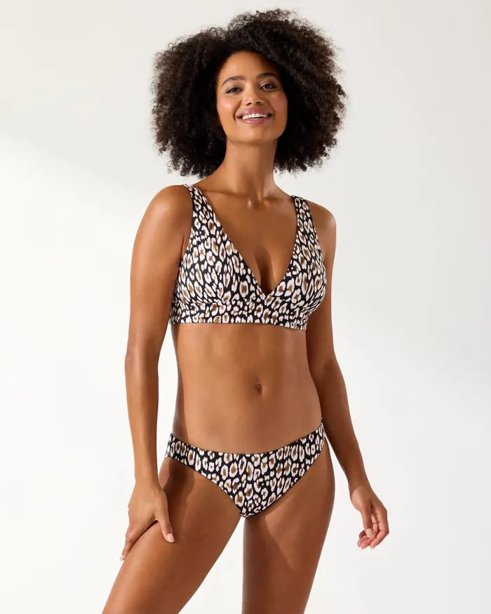 Tommy Bahama Palm Modern Safari Cat VNeck Bikini Top Black Women Bikini Tops Tommy Bahama Palm Modern Safari Cat VNeck Bikini Top Black Women Bikini Tops