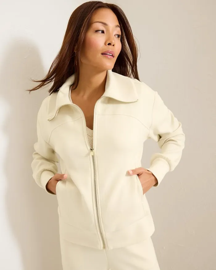 Tommy Bahama Palm Voyage FullZip Jacket Bleached Sand Women Sweatshirts Tommy Bahama Palm Voyage FullZip Jacket Bleached Sand Women Sweatshirts