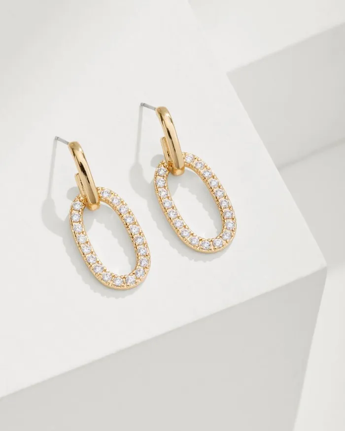 Tommy Bahama Sanibel Island Crystal Link Drop Earrings Gold Women Jewelry