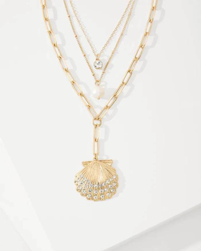 Tommy Bahama Sanibel Island Layered Shell Pendant Necklace Gold Women Jewelry Tommy Bahama Sanibel Island Layered Shell Pendant Necklace Gold Women Jewelry