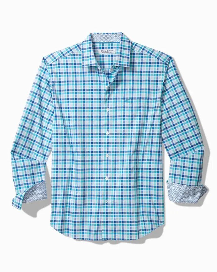 Tommy Bahama Sarasota Stretch St Kitts Check IslandZone Shirt Cobalt Craze Men Shirts