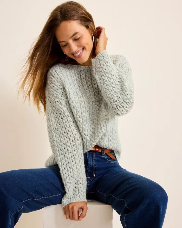 Tommy Bahama Shimmer Cable BoatNeck Sweater Metallic Silver Women Sweaters Tommy Bahama Shimmer Cable BoatNeck Sweater Metallic Silver Women Sweaters