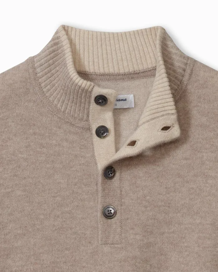 Tommy Bahama Soft Sands Cashmere ButtonMock Sweater Taupe Heather Men Sweaters Tommy Bahama Soft Sands Cashmere ButtonMock Sweater Taupe Heather Men Sweaters