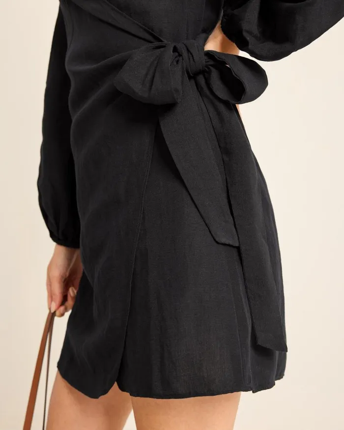 Tommy Bahama St Lucia LinenBlend Wrap Coverup Dress Black Women Dresses Tommy Bahama St Lucia LinenBlend Wrap Coverup Dress Black Women Dresses