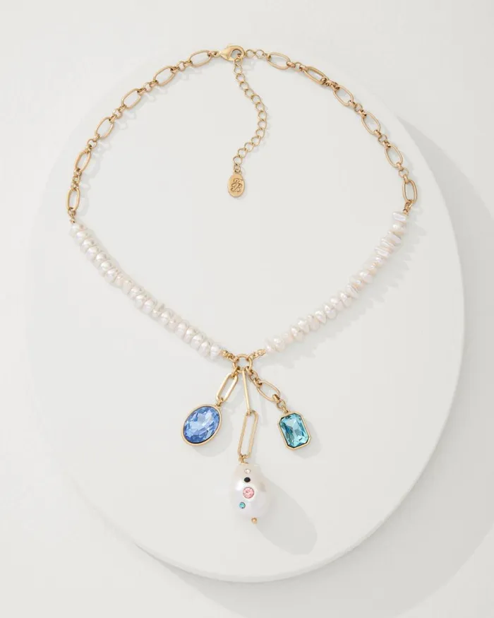 Tommy Bahama Tidal Treasure Pearl And Stone Charm Necklace Gold Women Jewelry