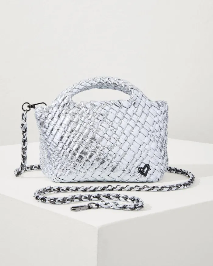 Tommy Bahama Tiny Mini Woven Crossbody Tote Silver Women Handbags and Clutches Tommy Bahama Tiny Mini Woven Crossbody Tote Silver Women Handbags and Clutches