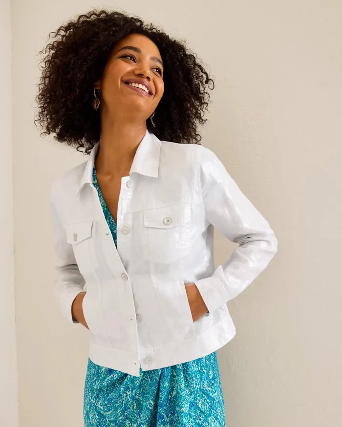 Tommy Bahama Two Palms Shimmer Linen Jacket White Women Jackets Tommy Bahama Two Palms Shimmer Linen Jacket White Women Jackets