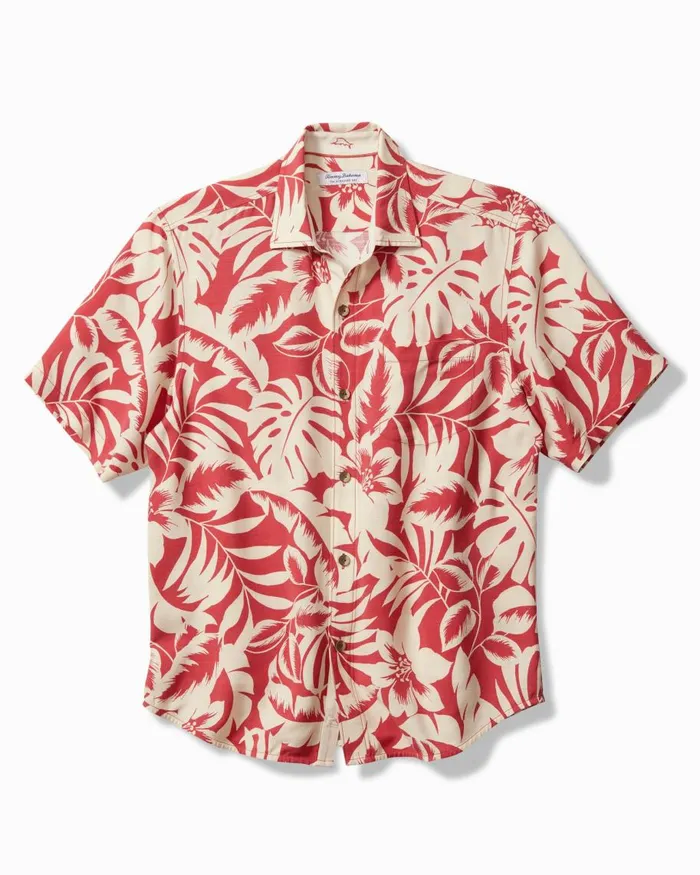 Tommy Bahama Veracruz Cay Lindavista Leaves ShortSleeve Shirt Dark Havana Men Shirts