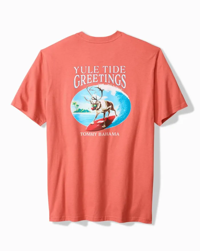 Tommy Bahama Yule Tide Greetings Graphic TShirt Red Ginger Men Shirts