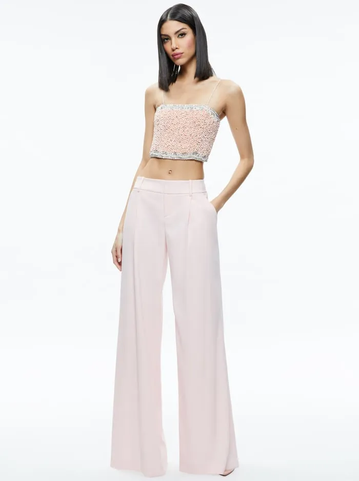 Tops Women Alice Olivia Ceresi Embellished Spaghetti Strap Top Pink Lace