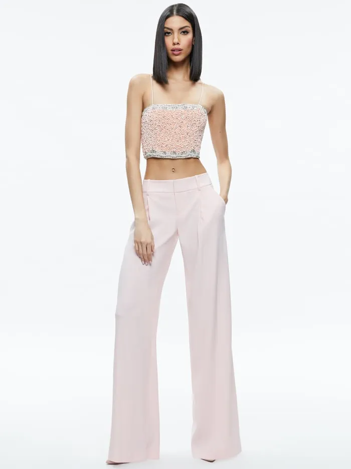 Tops Women Alice Olivia Ceresi Embellished Spaghetti Strap Top Pink Lace