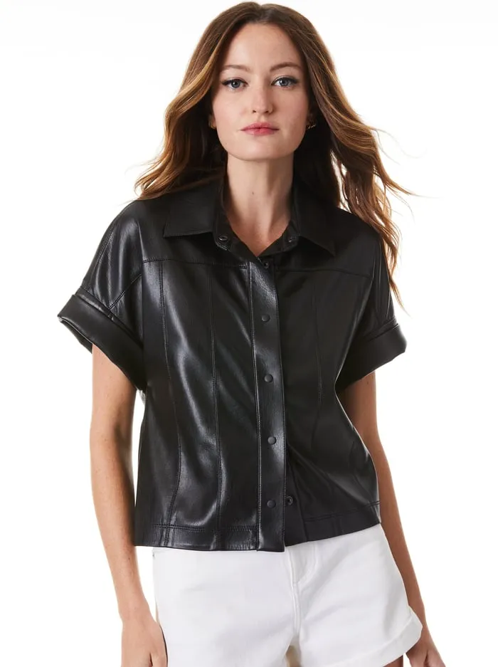 Tops Women Alice Olivia Edyth Vegan Top Black