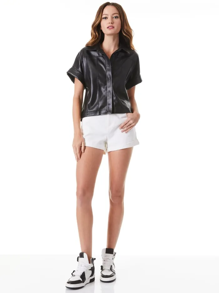 Tops Women Alice Olivia Edyth Vegan Top Black