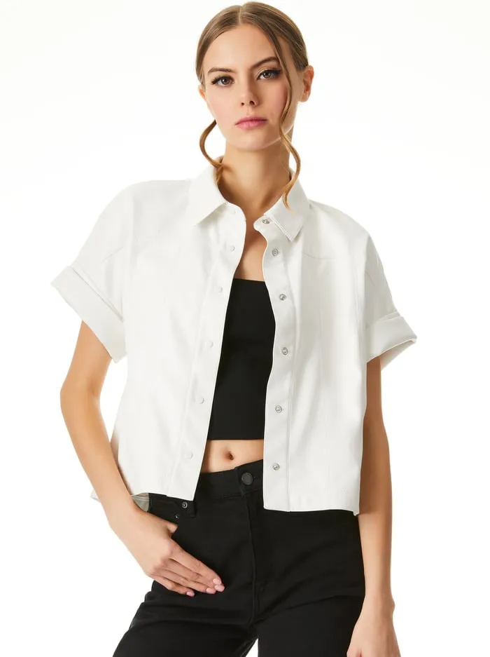 Tops Women Alice Olivia Edyth Vegan Top Off White