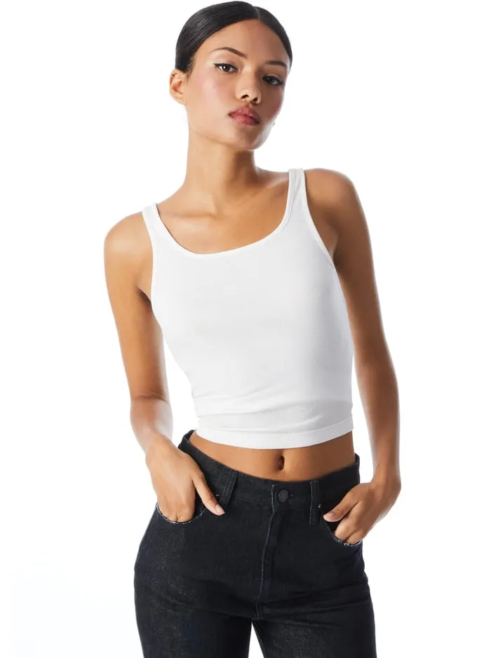 Tops Women Alice Olivia Jemi Ribbed Tank Off White