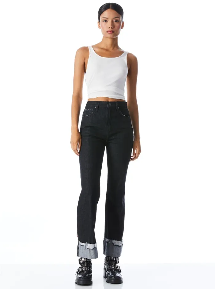 Tops Women Alice Olivia Jemi Ribbed Tank Off White