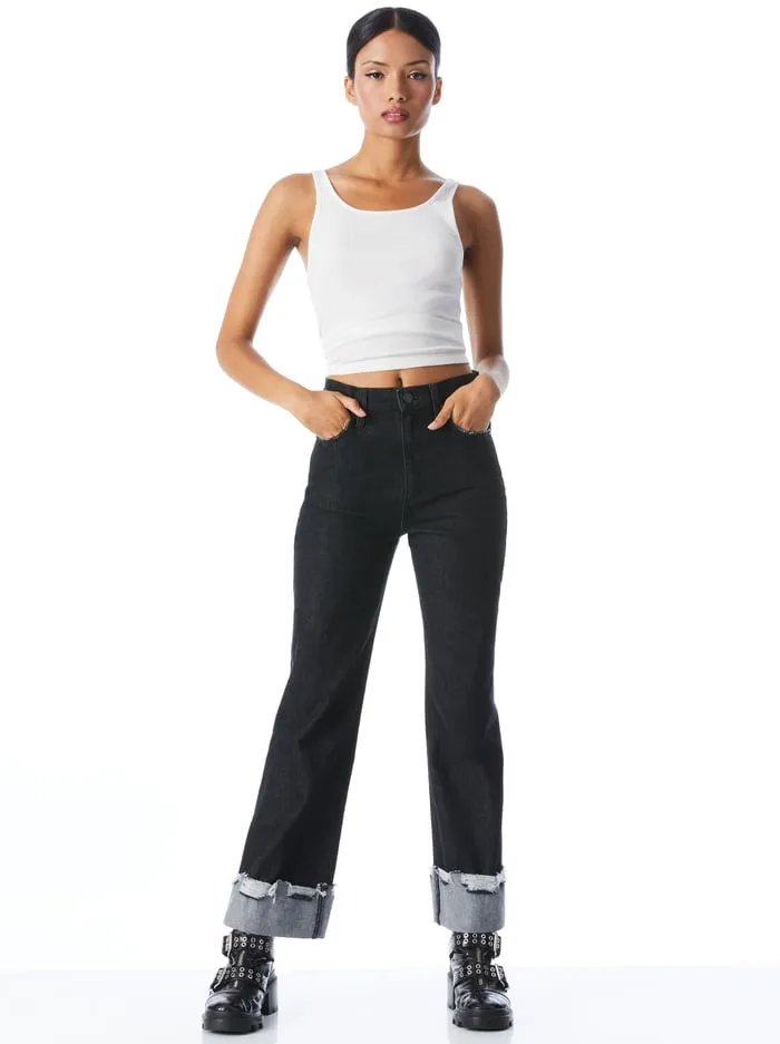 Tops Women Alice Olivia Jemi Ribbed Tank Off White