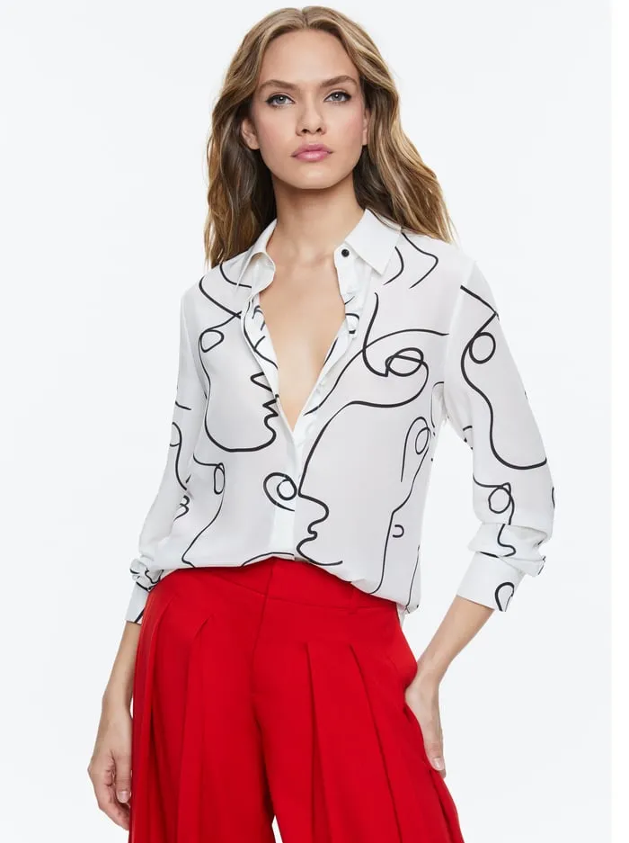 Tops Women Alice Olivia Koketit Brady Slim Button Down Eye Contact
