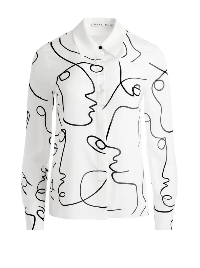 Tops Women Alice Olivia Koketit Brady Slim Button Down Eye Contact