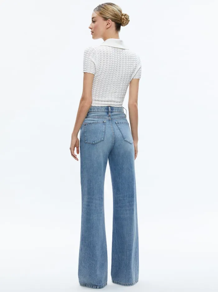 Tops Women Alice Olivia Linda Cropped Polo Soft White