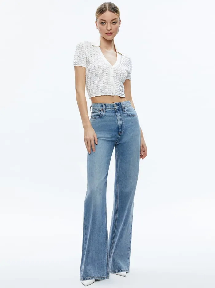 Tops Women Alice Olivia Linda Cropped Polo Soft White