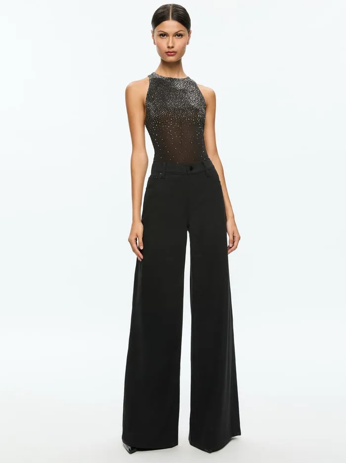 Tops Women Alice Olivia Pania Embellished Top Black