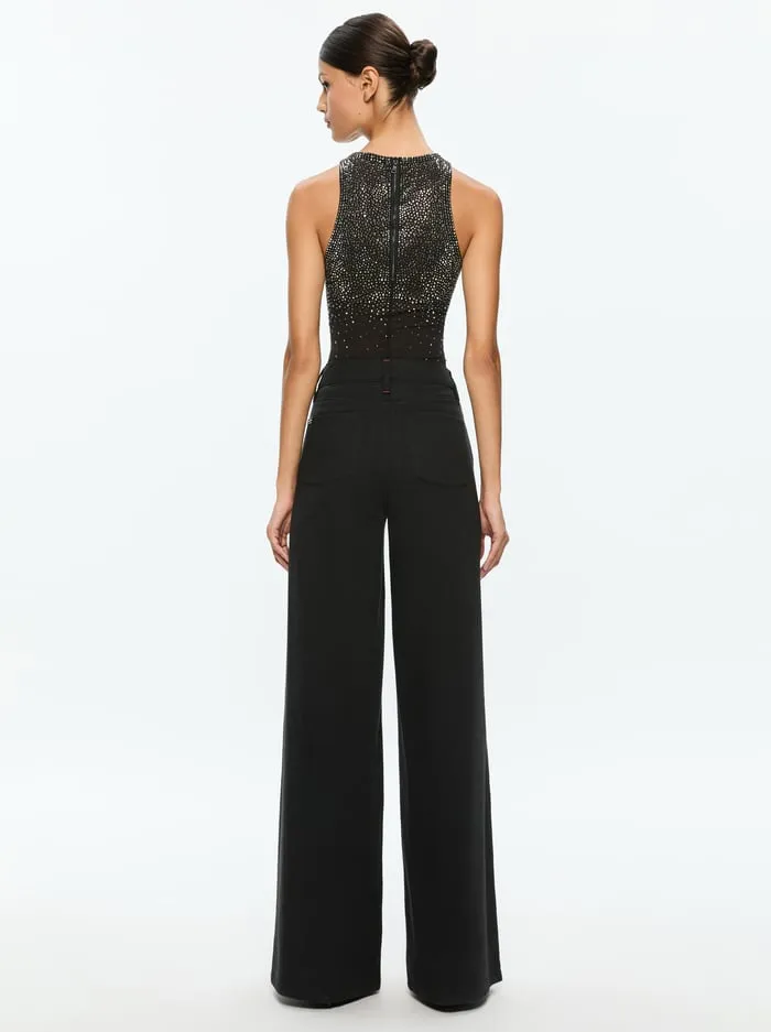 Tops Women Alice Olivia Pania Embellished Top Black