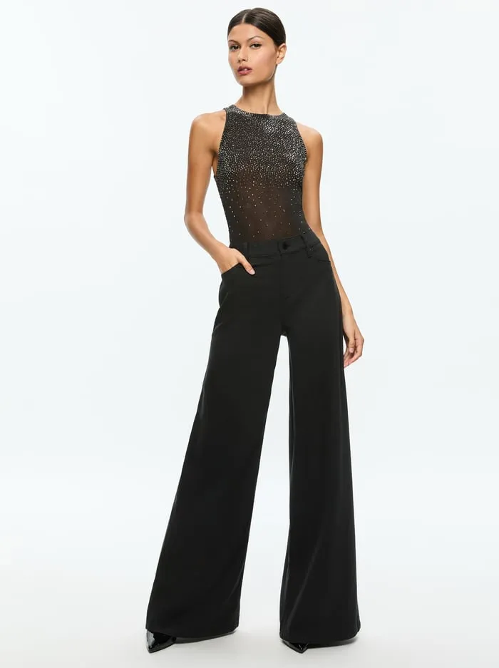Tops Women Alice Olivia Pania Embellished Top Black