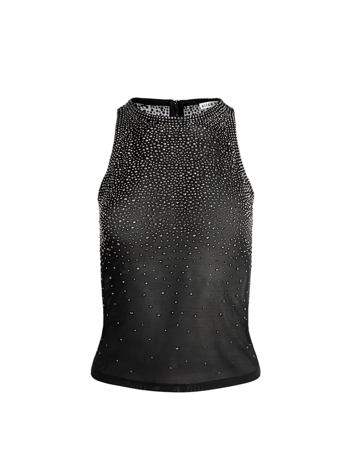 Tops Women Alice Olivia Pania Embellished Top Black