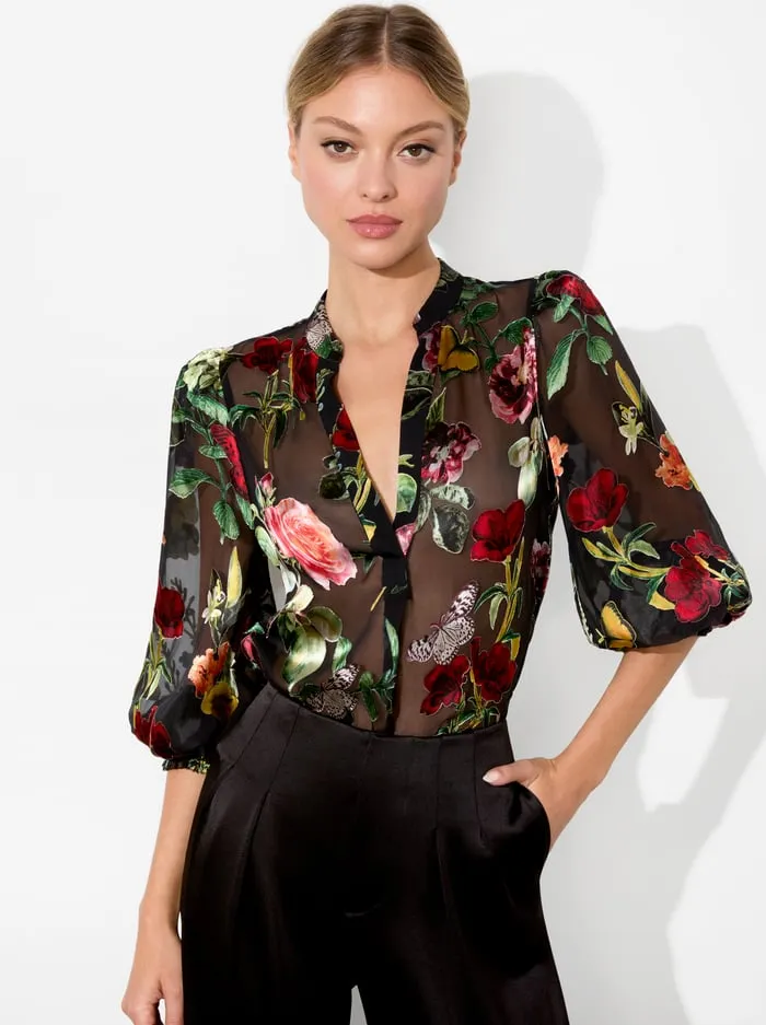 Tops Women Alice Olivia Sheila Blouse In The Wind Floral