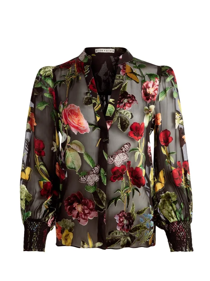 Tops Women Alice Olivia Sheila Blouse In The Wind Floral